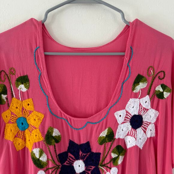 Embroidered Artesanias Mayte Top Jalapa Blouse Mexican Floral Tunic Shirt - Picture 10 of 10